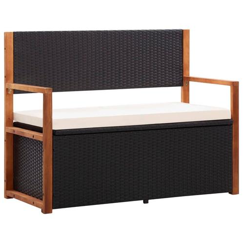 vidaXL Opbergbankje 115 cm poly rattan en massief acaciahout, Tuin en Terras, Tuinsets en Loungesets, Nieuw, Verzenden