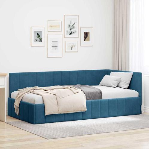 vidaXL met hoofdeinde Blauw 100 x 200 cm Fluweel, Huis en Inrichting, Slaapkamer | Bedden, Nieuw, Verzenden