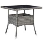 vidaXL Tuintafel poly rattan en glas grijs, Tuin en Terras, Tuintafels, Verzenden, Nieuw