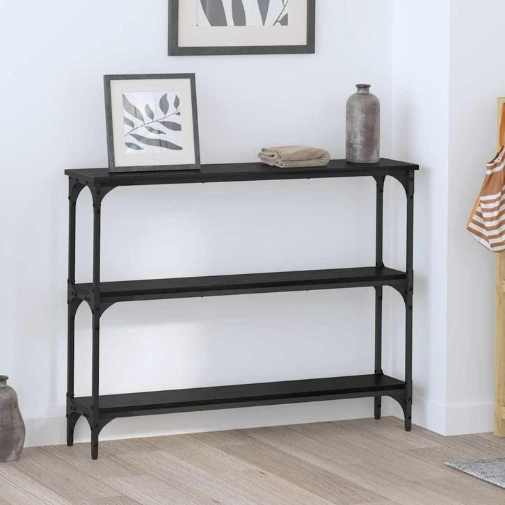 vidaXL Wandtafel met plank met opslag Zwart eiken 100 x 22.5, Huis en Inrichting, Tafels | Bijzettafels, Nieuw, Verzenden