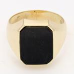Ring - 14 karaat Geel goud Onyx, Handtassen en Accessoires, Ringen, Nieuw