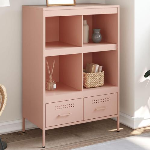 vidaXL Buffet haut rose 68x39x101,5 cm acier, Maison & Meubles, Armoires | Dressoirs, Neuf, Envoi