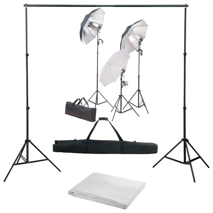 vidaXL Fotostudioset met verlichtingsset en achtergrond, TV, Hi-fi & Vidéo, Photo | Studio photo & Accessoires, Envoi