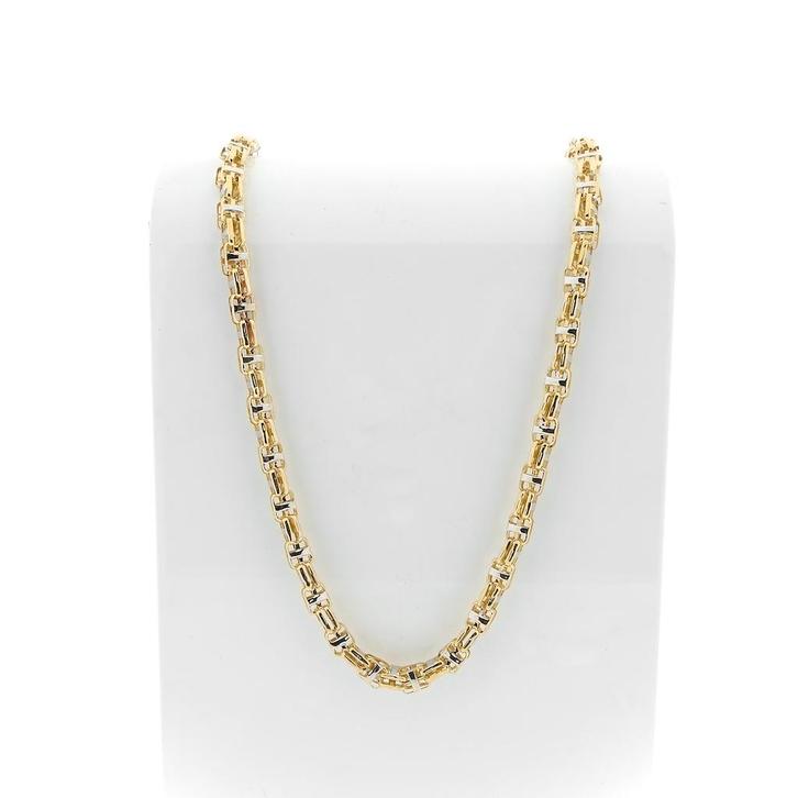 Bicolor gouden magnum schakel ketting | 65 cm (massief goud), Handtassen en Accessoires, Kettingen, Overige kleuren, Gebruikt