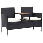 vidaXL Tuinbank 2-zits met tafeltje 143 cm poly rattan zwart, Tuin en Terras, Verzenden, Nieuw