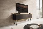 TV-Meubel Zwart 135x32x53 goud - tv kast, Overige materialen, 100 tot 150 cm, Verzenden, Nieuw