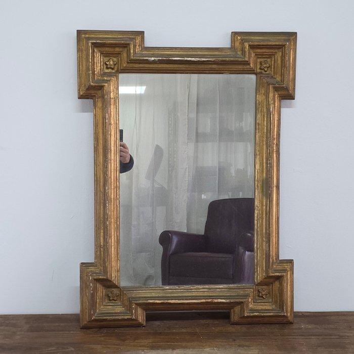 Spiegel- geometrische friezen en hoeken - Hout, Glas -, Antiquités & Art, Curiosités & Brocante