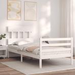 vidaXL Bedframe met hoofdbord massief hout wit 90x200 cm, Huis en Inrichting, Slaapkamer | Bedden, Verzenden, Nieuw