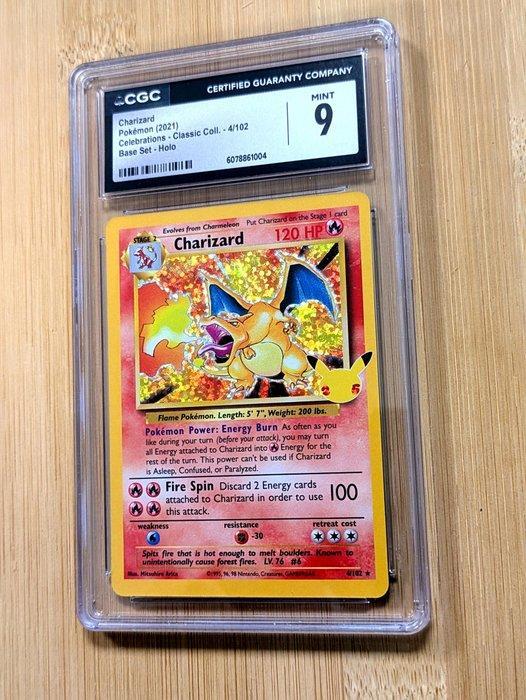 Pokémon - 1 Graded card - Charizard 4 / 102 BASE Full art,, Hobby en Vrije tijd, Verzamelkaartspellen | Pokémon