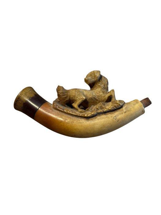 Zonder Minimumprijs - Meerschuim pijp - zeeschuim - hond met, Verzamelen, Rookartikelen, Aanstekers en Luciferdoosjes