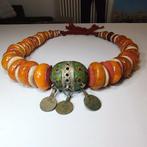Collier Berber Morocco - Laine, Résine (Ambre copal), métal