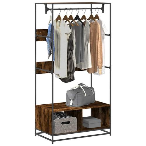 vidaXL Kledingkast 90x50x180 cm bewerkt hout gerookt, Huis en Inrichting, Kasten | Kleerkasten, Nieuw, Verzenden