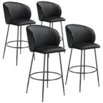 tectake Barkruk Luana, met rugleuning, fluweellook - zwart/z, Huis en Inrichting, Barkrukken, Verzenden, Nieuw