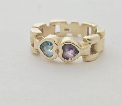 Bague - 14 carats Or jaune - Topaze et améthyste, Handtassen en Accessoires, Ringen