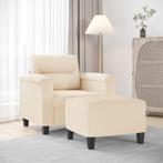 vidaXL Fauteuil met voetenbank 60 cm microvezelstof beige, Huis en Inrichting, Zetels | Zetels, Verzenden, Nieuw