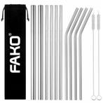 Fako Bijoux - RVS Rietjes Set -  10 Herbruikbare Rietjes - 4, Verzenden, Nieuw
