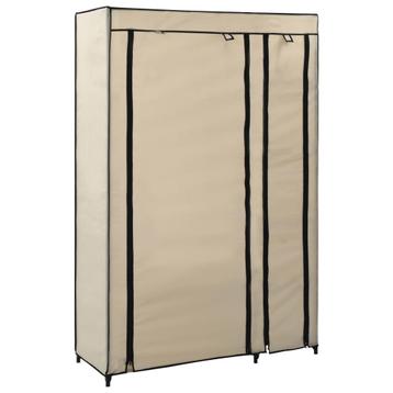 vidaXL Kledingkast opvouwbaar 110x45x175 cm stof crème, Verzenden