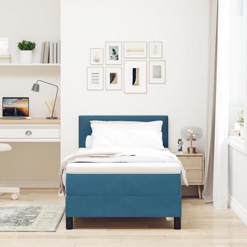 vidaXL Boxspringbed met Matras Donkerblauw Eenpersoons, Huis en Inrichting, Slaapkamer | Bedden, Nieuw, Verzenden