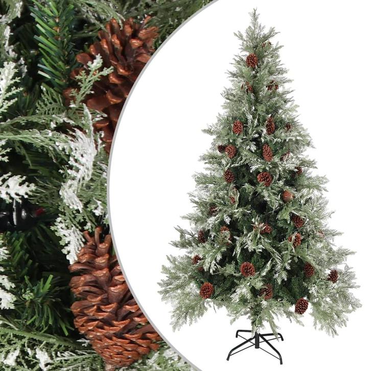 vidaXL Kerstboom met dennenappels 195 cm PVC en PE groen en, Diversen, Kerst, Nieuw, Verzenden
