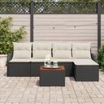 vidaXL Tuinbank Set 6 pcs Zwart, wit Groot Rotan, Polyester,, Verzenden, Nieuw