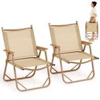 Tuinstoelen verstelbaar - Ligstoel - Set van 2 - Beige - COS, Verzenden, Nieuw