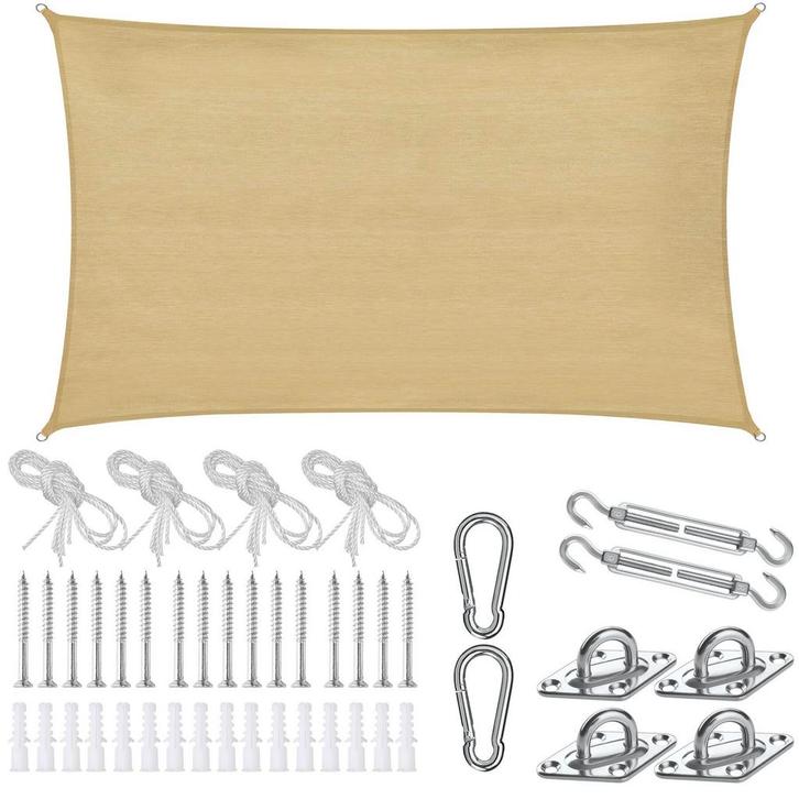 tectake Schaduwdoek Sunny, weerbestendig HDPE-materiaal met, Jardin & Terrasse, Protection solaire, Envoi