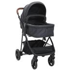 vidaXL Kinderwagen 2-in-1 staal antracietkleurig en zwart, Kinderen en Baby's, Kinderwagens en Combinaties, Verzenden, Nieuw