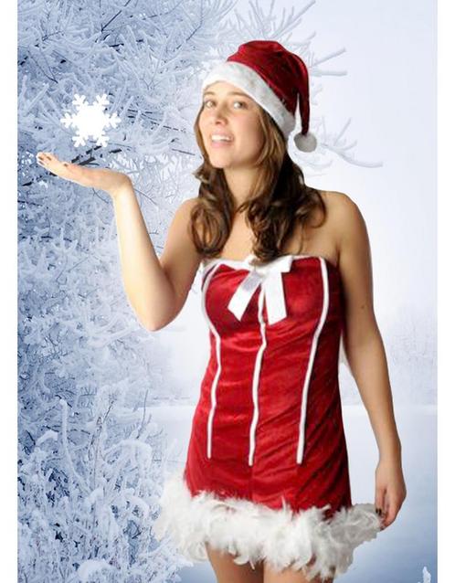Kerstvrouw sexy verkleed jurk Jingle bells, Hobby en Vrije tijd, Feestartikelen, Ophalen of Verzenden
