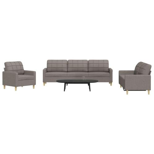 vidaXL 3-delige Loungeset stof taupe, Huis en Inrichting, Zetels | Zetels, Nieuw, Verzenden