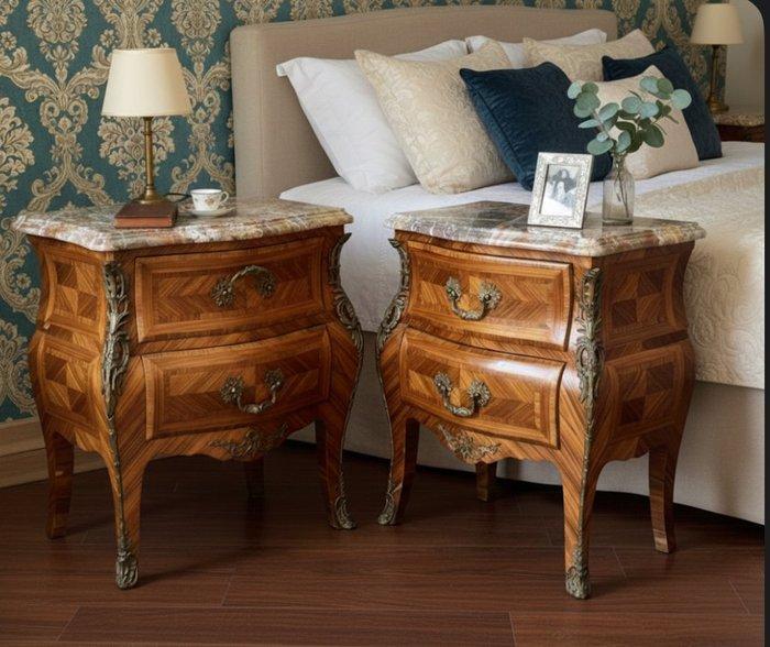 Nachtkastje (2) - Hout, Marmer, Metaal - Nachtkastjes, Antiquités & Art, Curiosités & Brocante