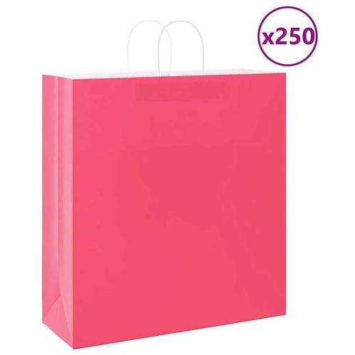 vidaXL Papieren zakken 250 st met hengsels 45x17x48 cm roze, Diversen, Cadeauverpakkingen, Nieuw, Verzenden