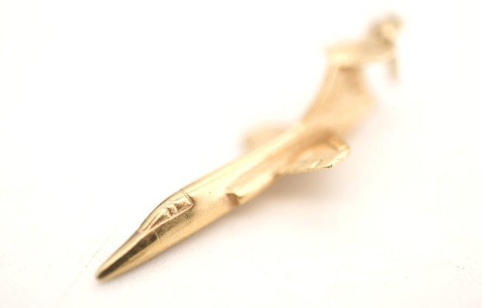 Zonder Minimumprijs - Hanger - 9 kt. Geel goud - vliegtuig, Handtassen en Accessoires, Antieke sieraden