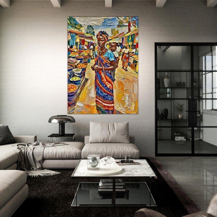 Jacob Hitt - does African Street Scene w/COA XXL, Antiek en Kunst, Kunst | Niet-Westerse kunst