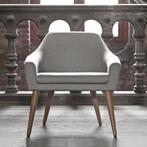 Fameg grijze fauteuil | Loungestoel |, Huis en Inrichting, Nieuw, Landelijk, 75 tot 100 cm, 50 tot 75 cm