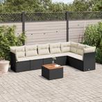 vidaXL 8-delige Loungeset met kussens poly rattan zwart, Tuin en Terras, Verzenden, Nieuw, Loungeset