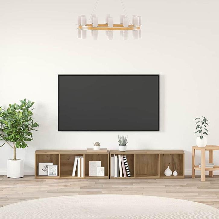 vidaXL Tv-meubelset 2 pcs Artisan Eiken 37 x 35 x 107cm, Huis en Inrichting, Kasten |Televisiemeubels, Nieuw, Verzenden