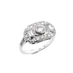 Witgouden rijring met diamant ; 0,65 ct. | Art-Deco, Handtassen en Accessoires, Ringen, Gebruikt, Overige kleuren, Ophalen of Verzenden