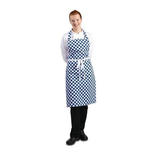 Whites halterschort blauw-wit geblokt | Polyester/Katoen |, Zakelijke goederen, Horeca | Keukenapparatuur, Nieuw in verpakking