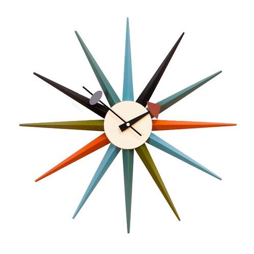 wandklok Starburst clock veelkleurig, Huis en Inrichting, Woonaccessoires | Klokken, Nieuw, Verzenden