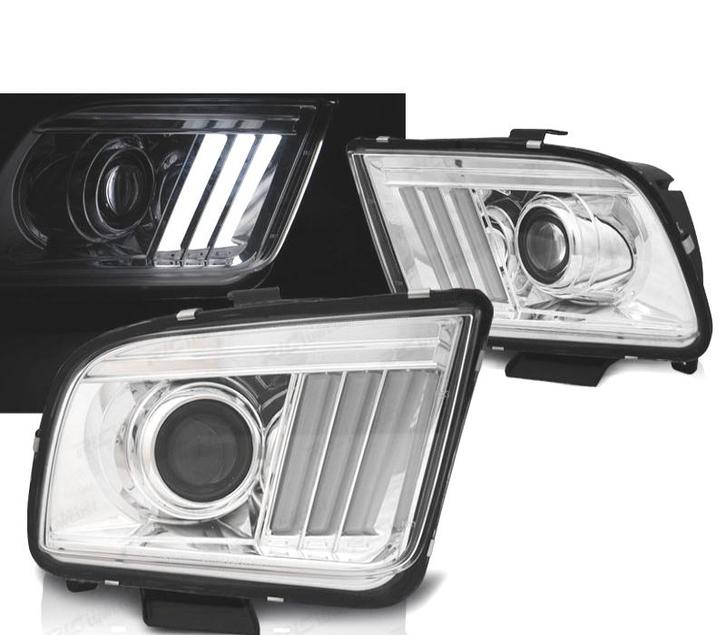 Phares Pour Ford Mustang 04-09 Tube Light Chromé, Auto-onderdelen, Verlichting, Verzenden