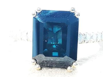 Ring - 18 karaat Witgoud, Zafier Australië Geen Warmte, Handtassen en Accessoires, Ringen, Nieuw