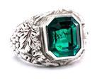 Zonder Minimumprijs - Designer 925 Silver Ring with Green