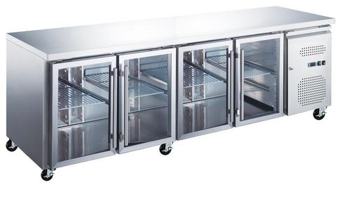 Koelwerkbank - 223 cm - 4 Glazen Deuren, Zakelijke goederen, Horeca | Keukenapparatuur, Nieuw in verpakking, Koelen en Vriezen