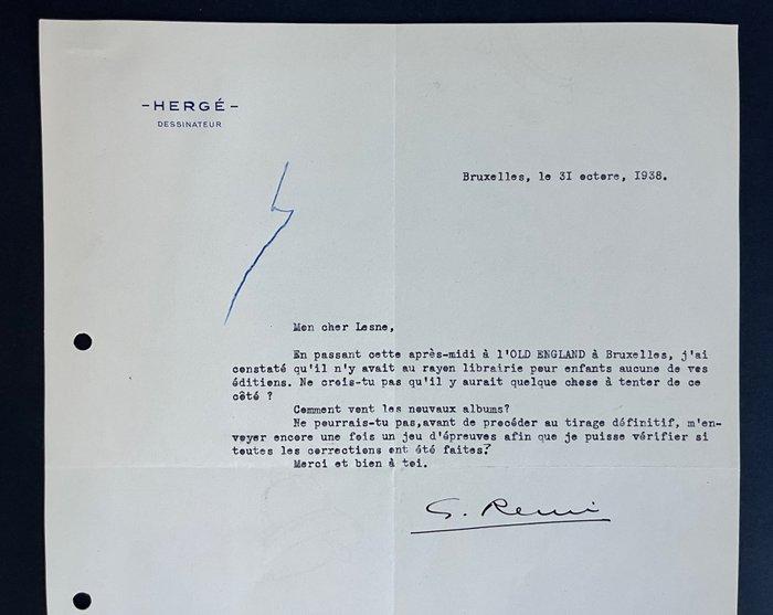 Casterman - Tintin - Lettre de Hergé - 1938 - Signée, Boeken, Stripverhalen
