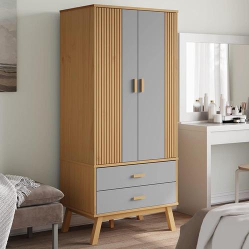 vidaXL Kledingkast OLDEN 76,5x53x172 cm grenenhout grijs en, Huis en Inrichting, Kasten | Kleerkasten, Nieuw, Verzenden