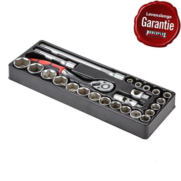 Doppenset - Ratelsleutelset 25 delig - 1/2  incl., Doe-het-zelf en Bouw, Gereedschapskisten, Ophalen of Verzenden