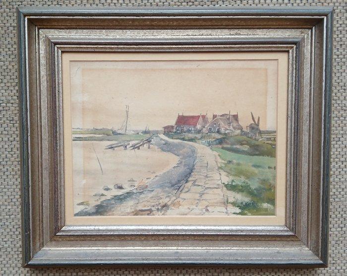 Henri Houben (1858-1931) - Langs de Schelde - Zeeland -, Antiek en Kunst, Kunst | Schilderijen | Klassiek