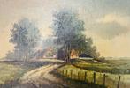 B.H. Slotman (1939) - Polderweg met boerderij, Antiek en Kunst, Kunst | Schilderijen | Klassiek