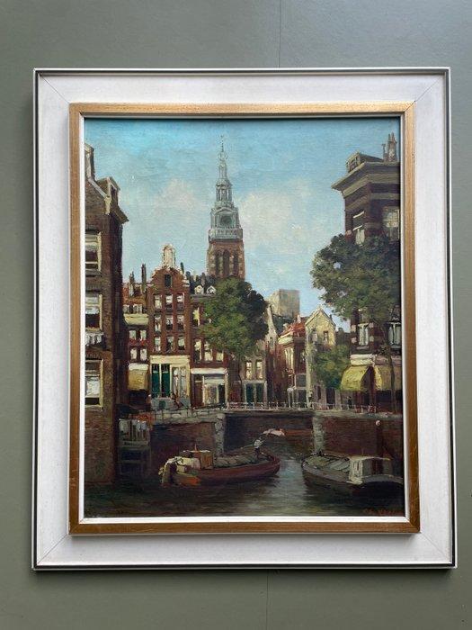 Dutch School (XX) - Montelbaanstoren in Amsterdam, Antiek en Kunst, Kunst | Schilderijen | Klassiek