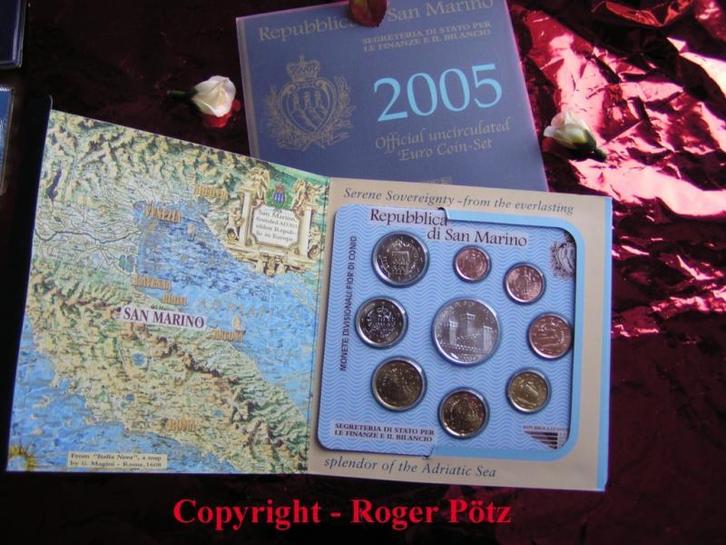 8,88 Euro munten set San Marino 2005 mit 5 Euro zilverged..., Timbres & Monnaies, Monnaies | Europe | Monnaies euro, Envoi